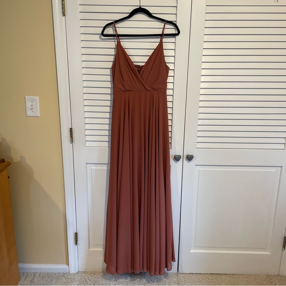LULUS Rusty Rose Chiffon Maxi Gown